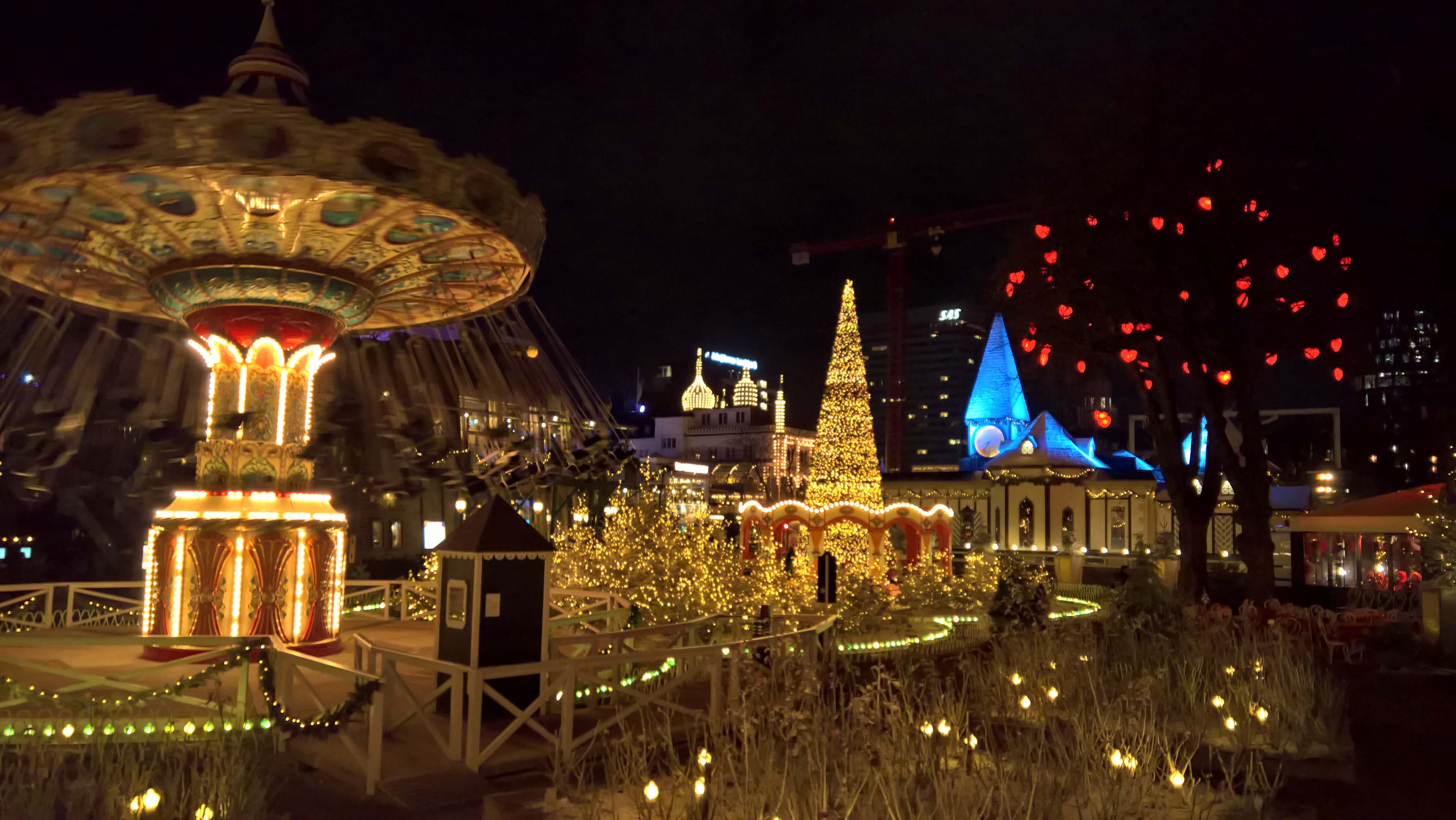 carousel at tivoli at christmastime copenhagen